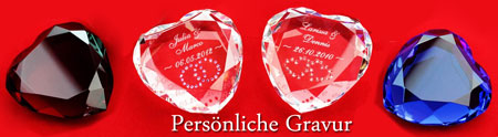Diamanten mit Gravur - Herzkristall mit Swarowski
